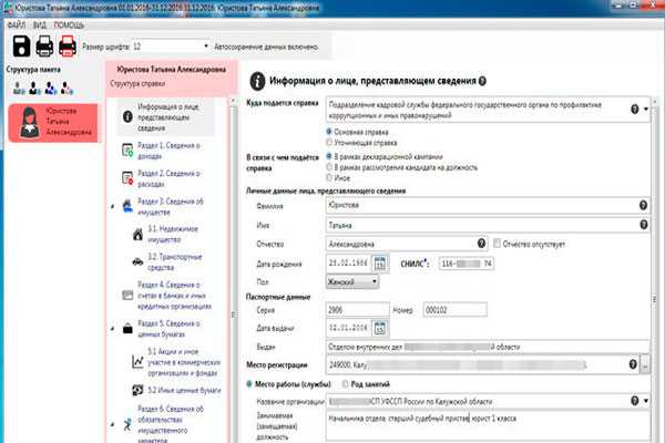 Справка бк образец заполнения