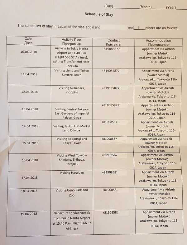 Программа пребывания в японии образец